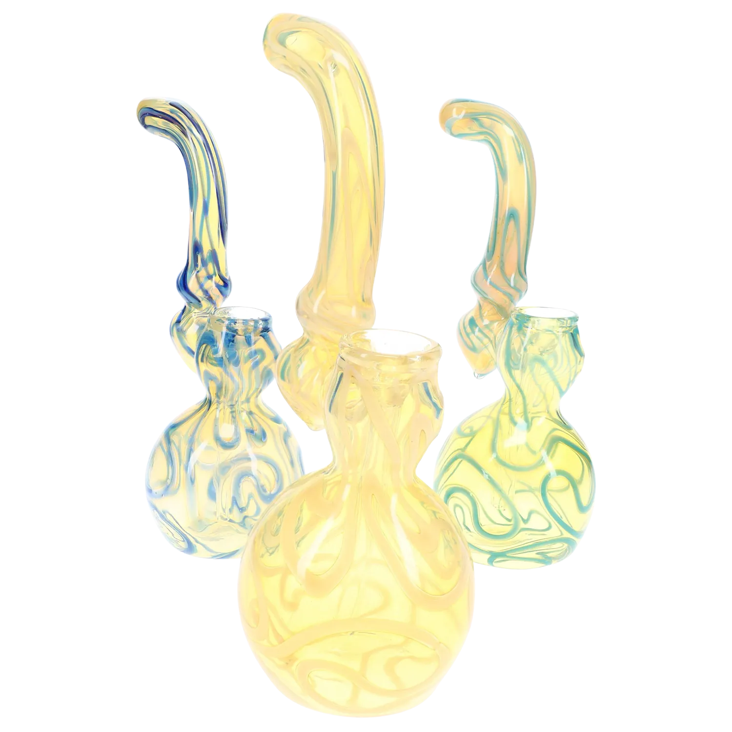 Primate Glass Color-Changing Swirl Sherlock Bubbler “Stripe Curl” – 8.5″ – Assorted Colors