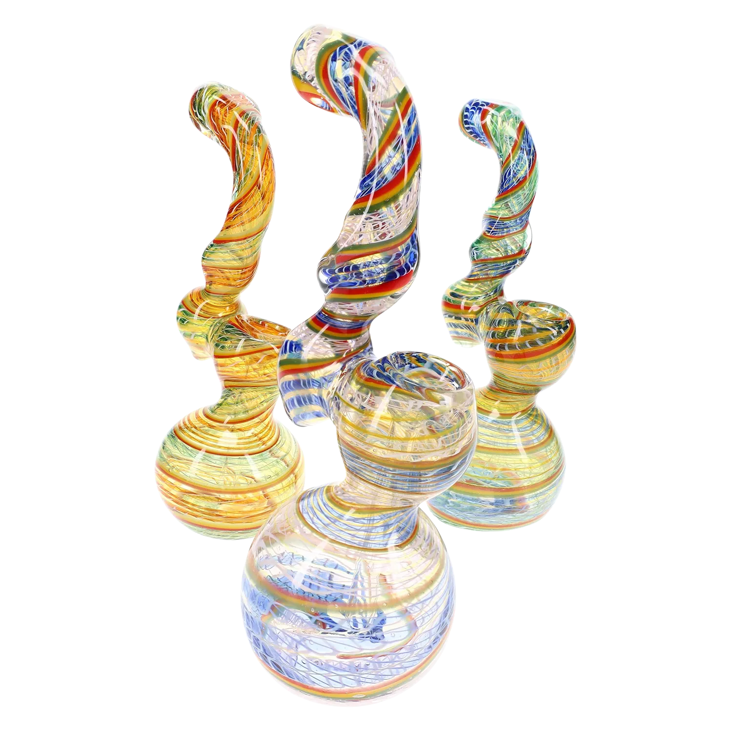 Primate Glass Color-Changing Rasta Sherlock Bubbler “Rasta Curl” – 8″ – Assorted Colors