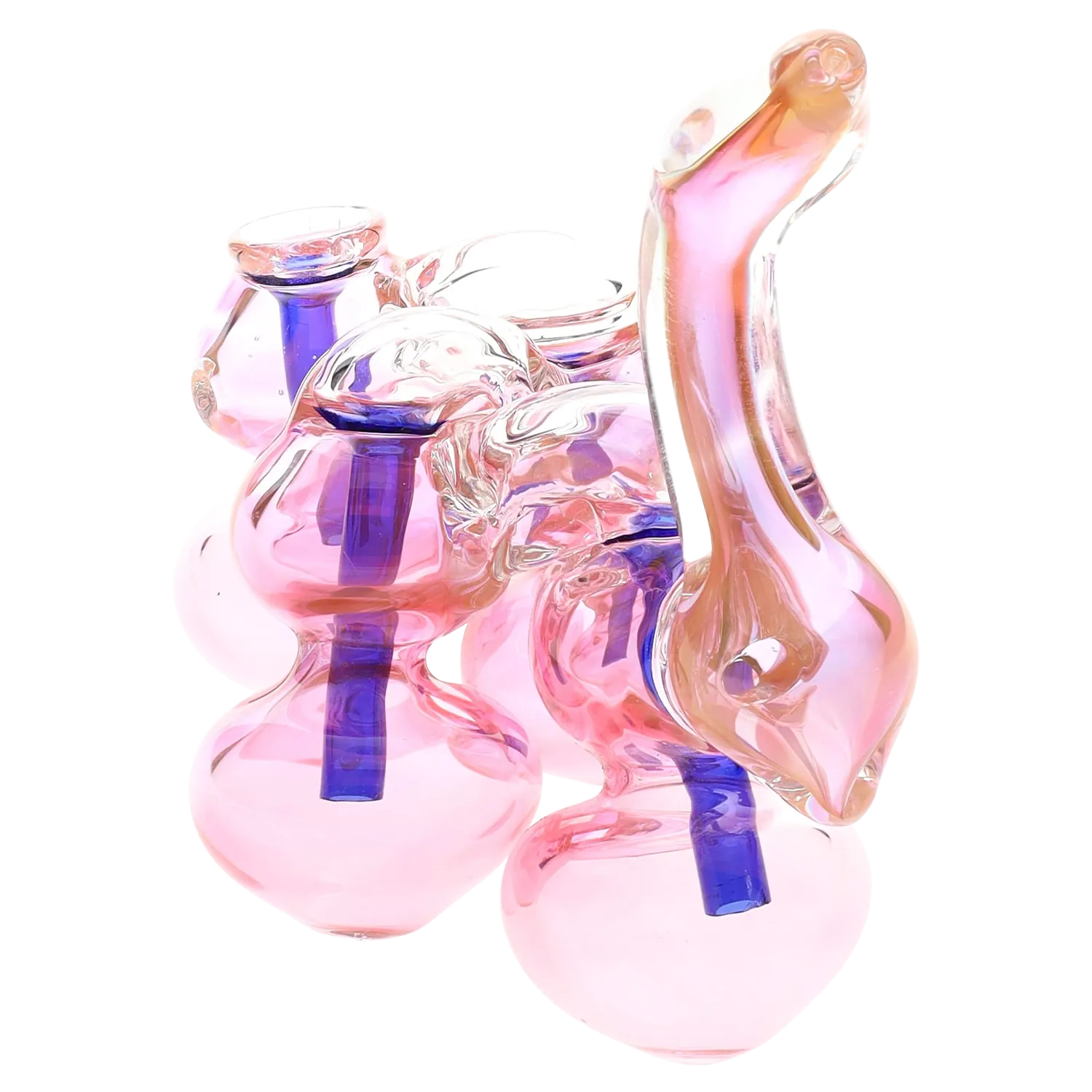 Primate Glass Gold Fumed Quadruple-Chamber Sherlock Bubbler “Quad Core” – 6″