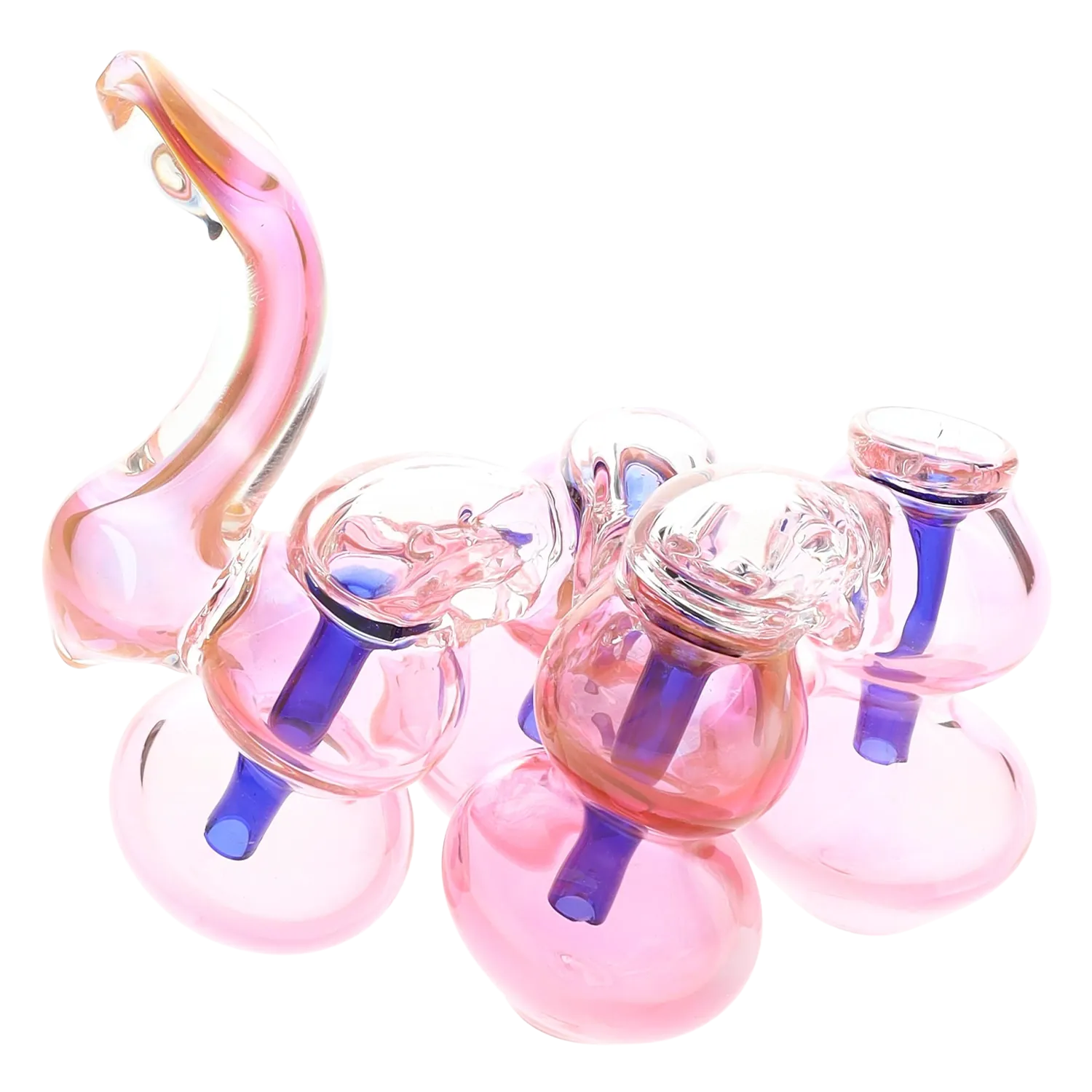 Primate Glass Gold Fumed Quadruple-Chamber Sherlock Bubbler “Quad Core” – 6″