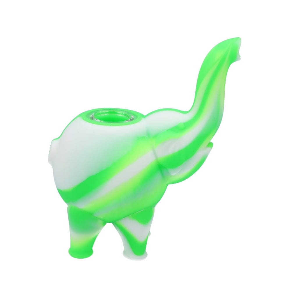 Daily High Club Bubbler Green & White Silicone Mini Elephant