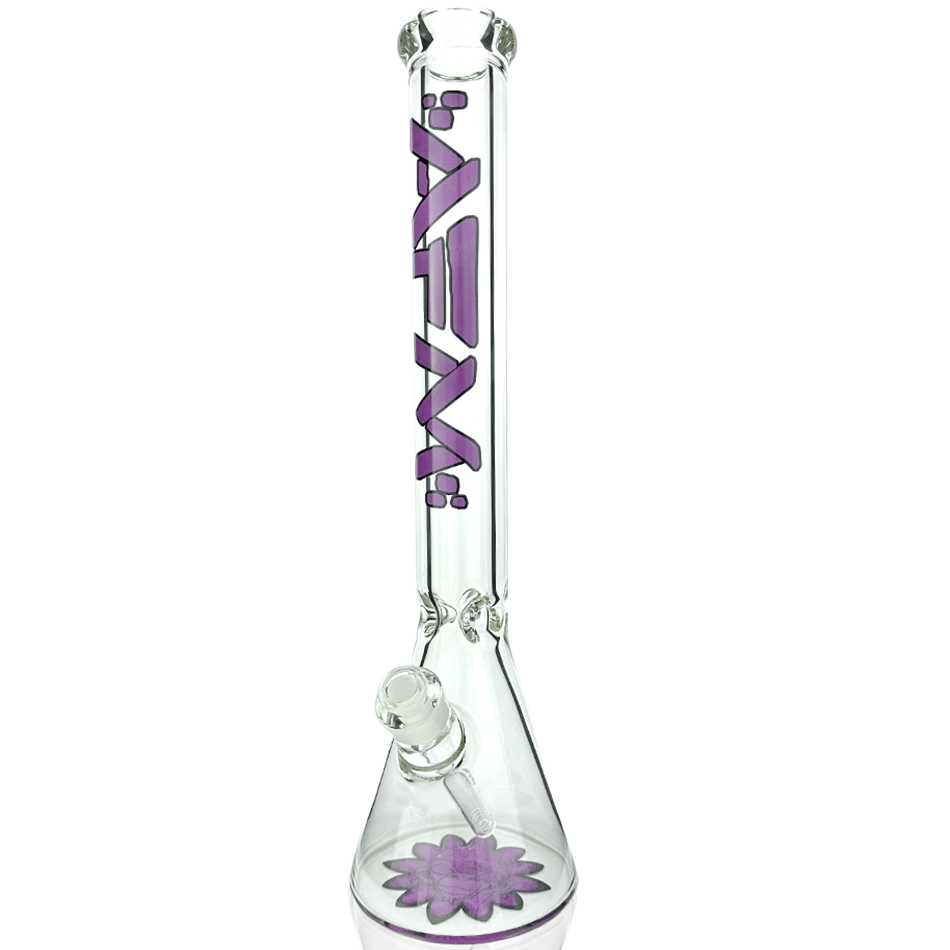 AFM Smoke Bong Purple 18" AFM Glass Flower Monkey Clear 9mm Glass Beaker Bong