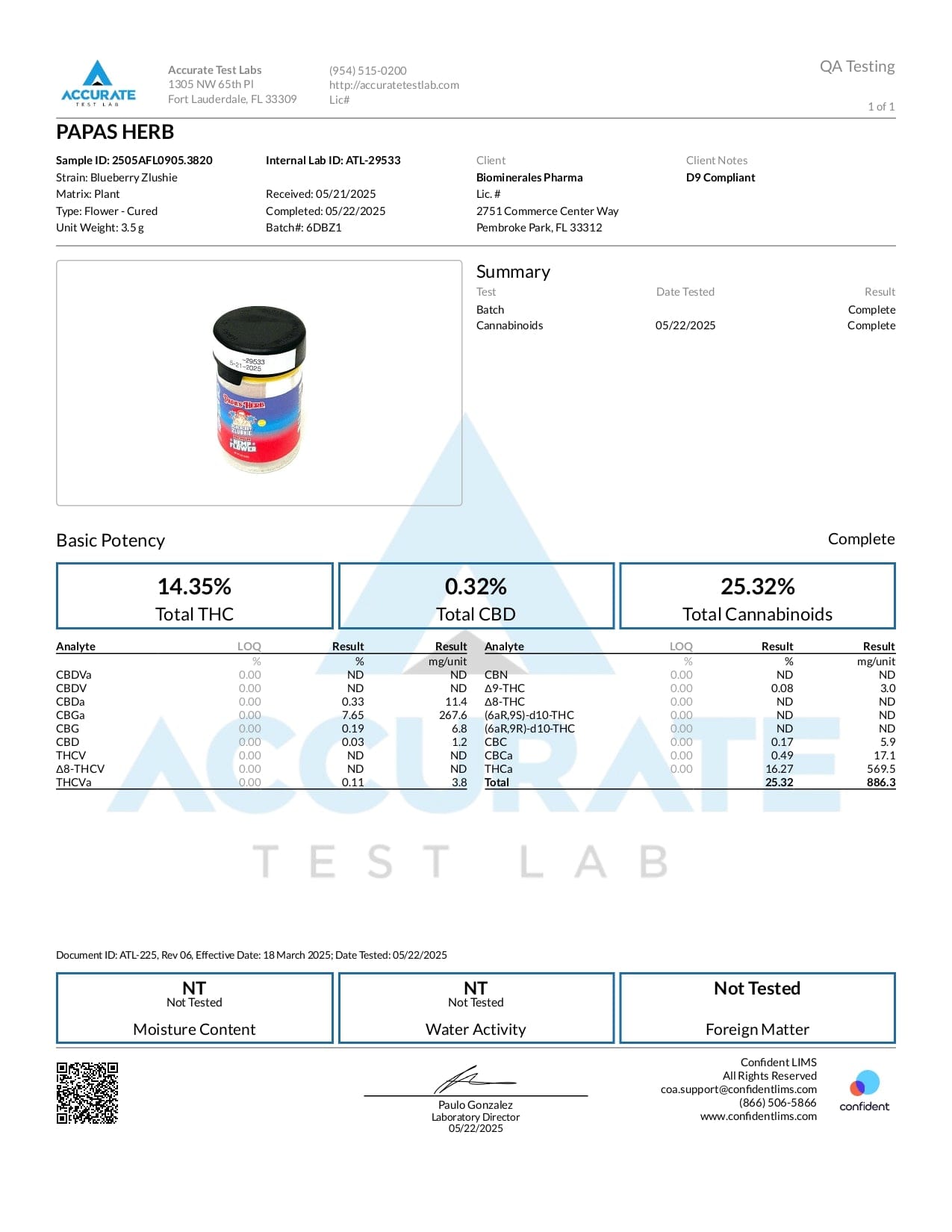 Papa's Herb BLUEBERRY ZLUSHIE INDOOR THCa FLOWER