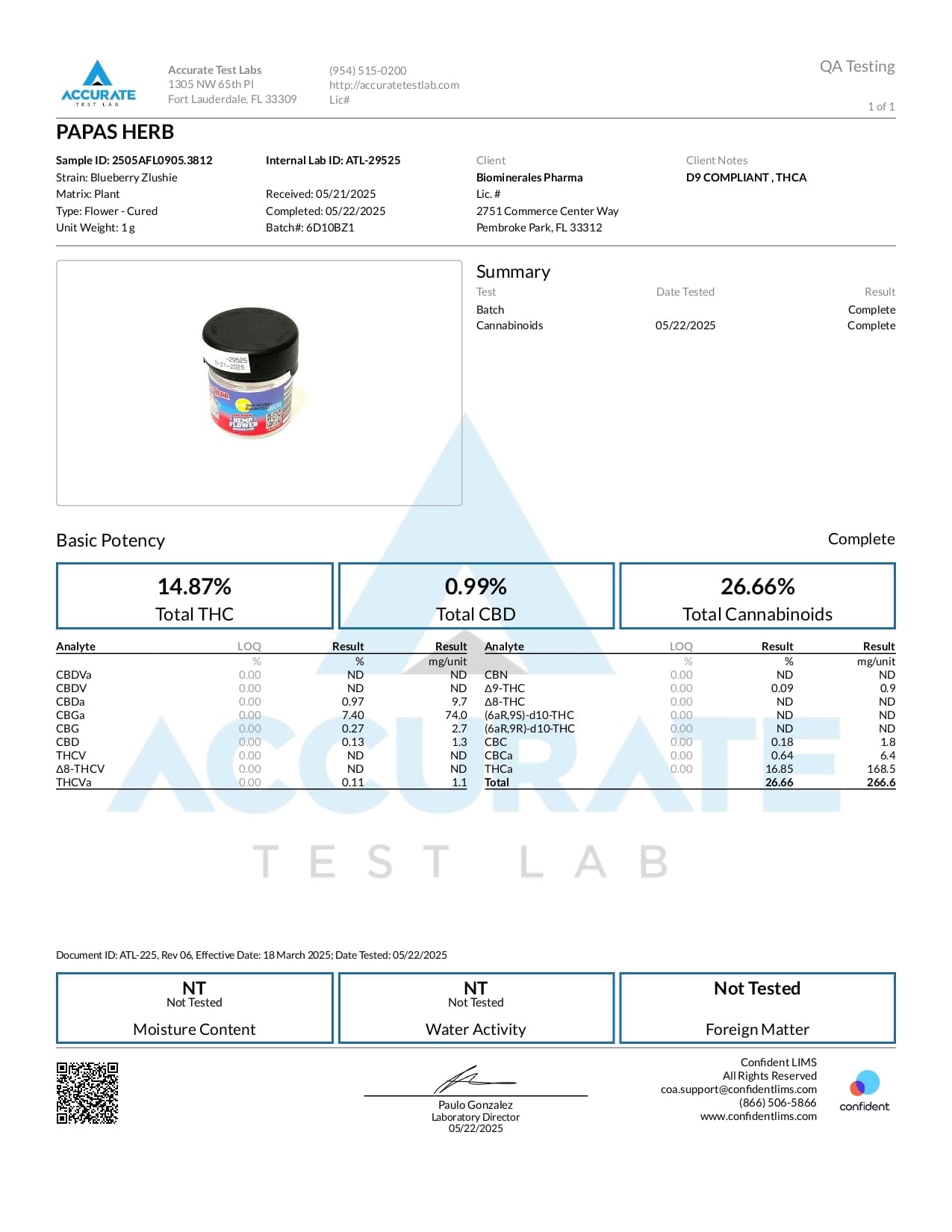 Papa's Herb BLUEBERRY ZLUSHIE INDOOR THCa FLOWER