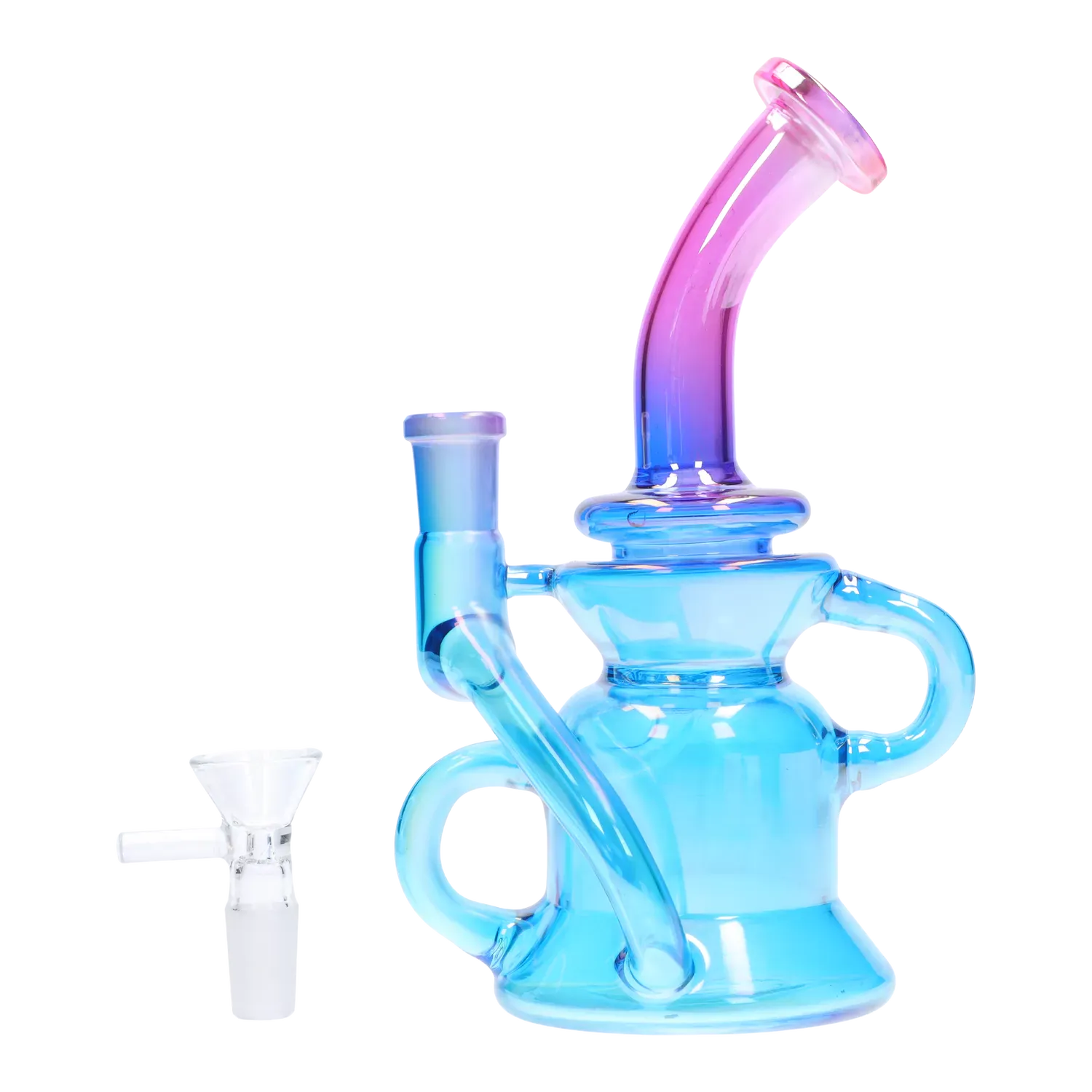 DHC Bright Electroplated Recycler Bong - 8 in.