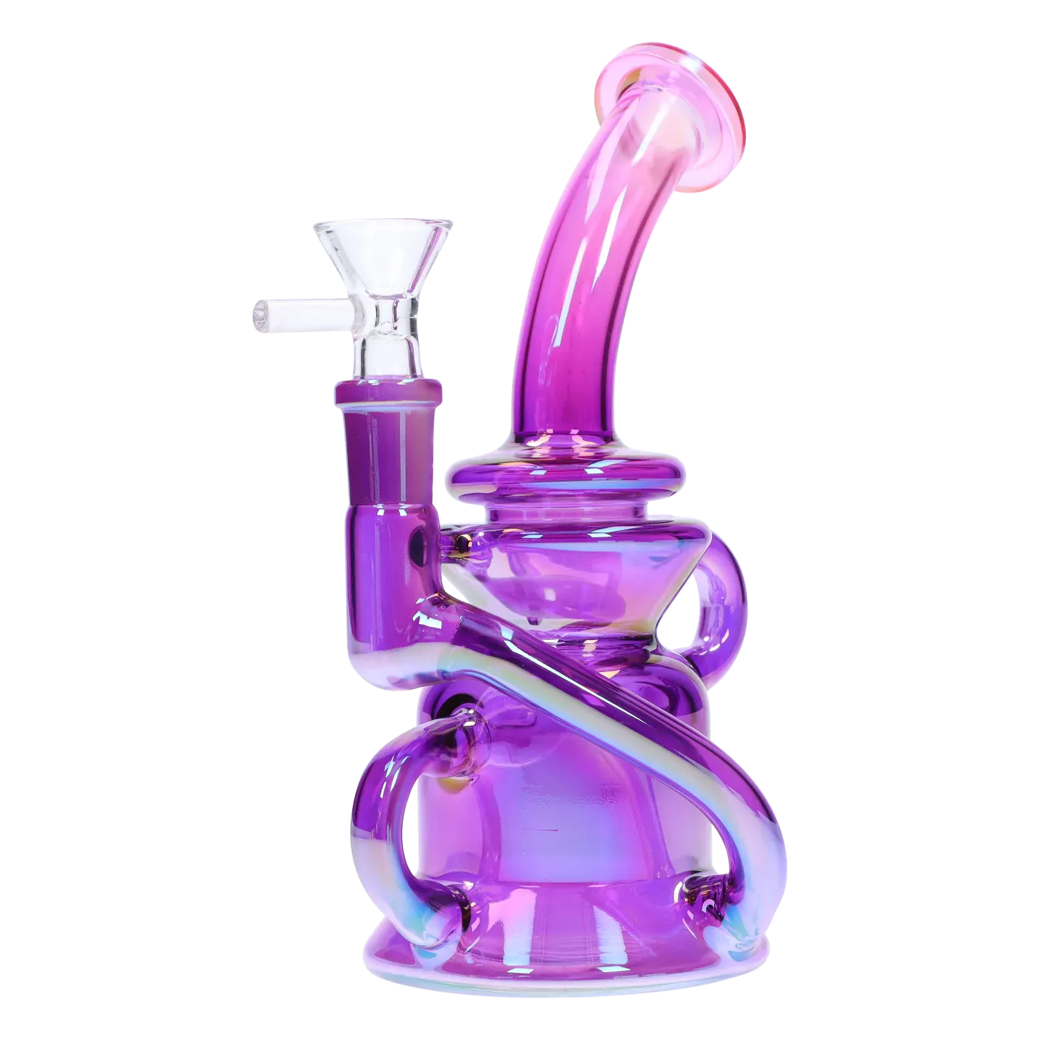 DHC Bright Electroplated Recycler Bong - 8 in.