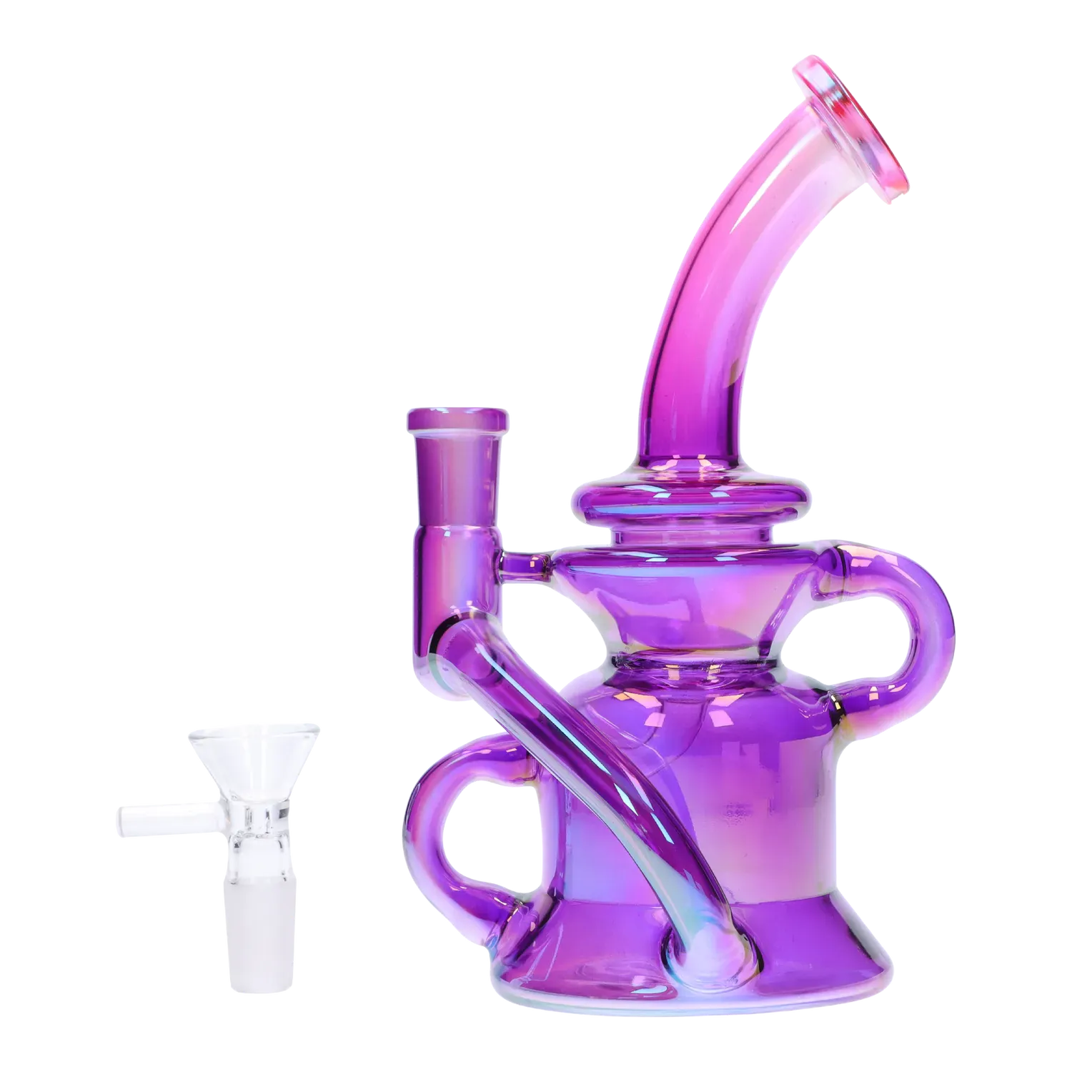 DHC Bright Electroplated Recycler Bong - 8 in.