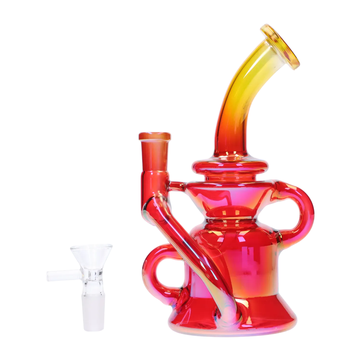 DHC Bright Electroplated Recycler Bong - 8 in.