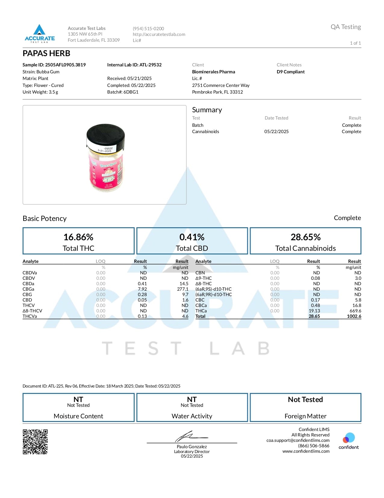 Papa's Herb BUBBA GUM INDOOR THCa FLOWER