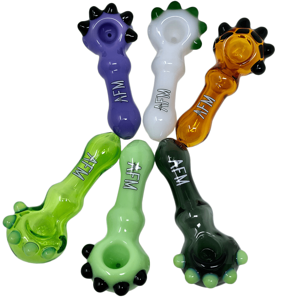 AFM Smoke Hand Pipe 4" AFM Spikey Color Glass Hand Pipe