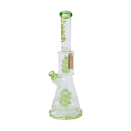 Cheech Glass Bong Clear Green 17" Swirl Spin Up Down Water Pipe