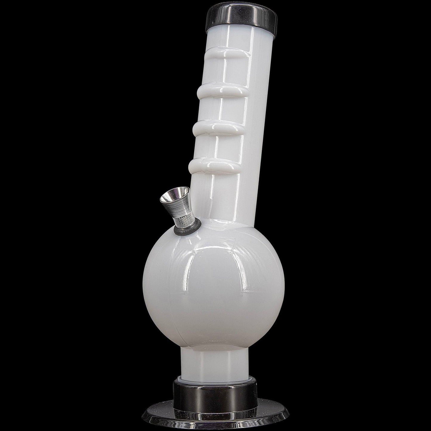 JM Enterprises Bong White / 9 Inch Acrylic Angled Neck Straight Tube Bubble Bong