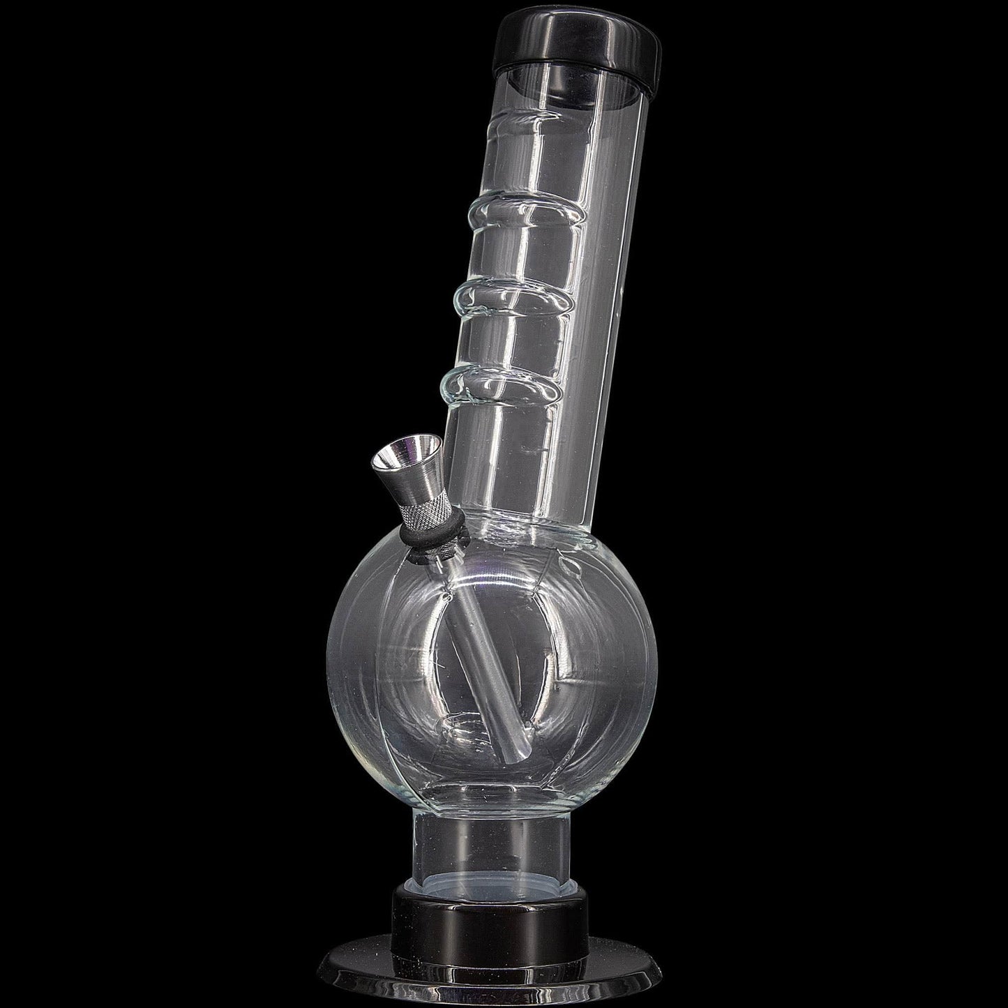 JM Enterprises Bong Grey / 9 Inch Acrylic Angled Neck Straight Tube Bubble Bong