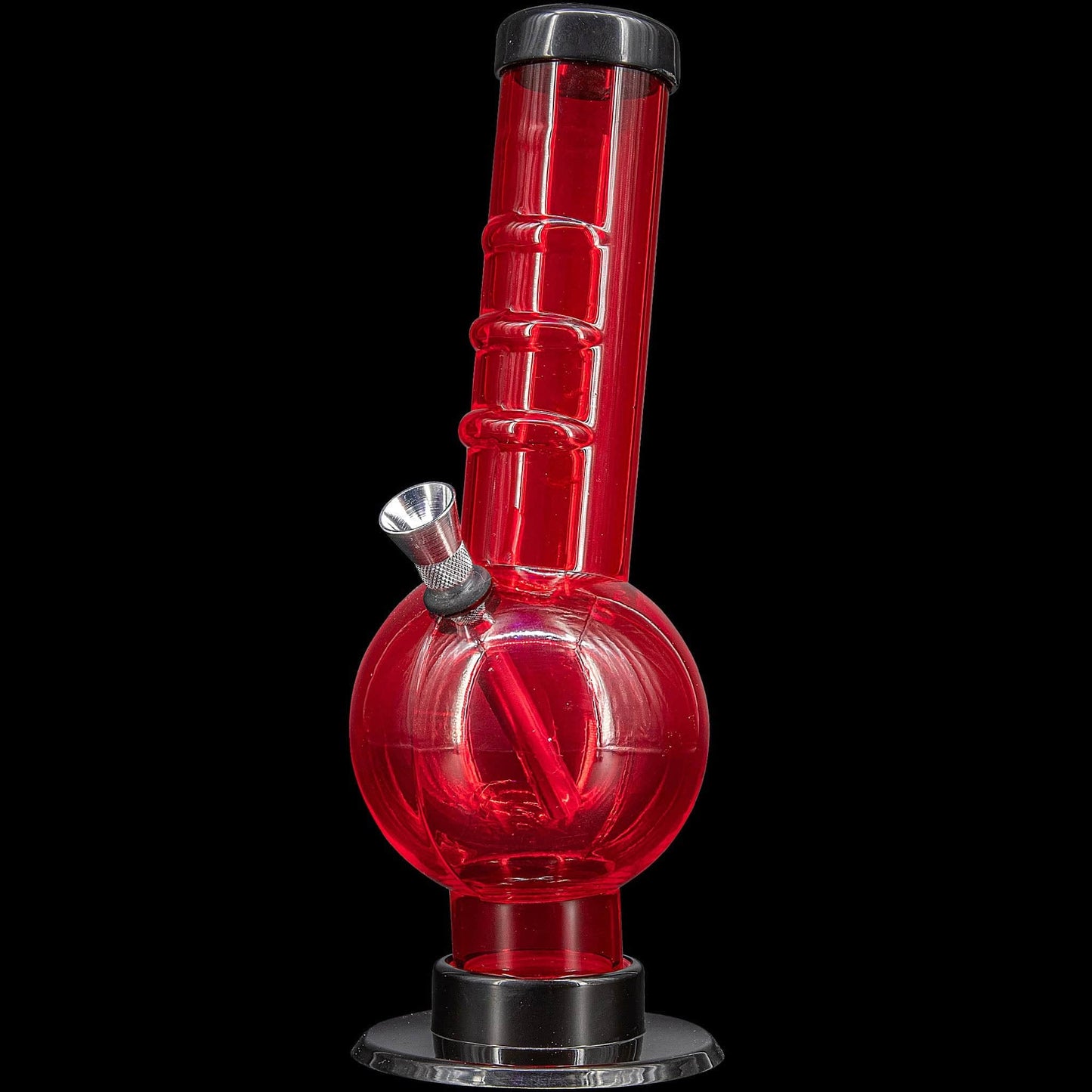 JM Enterprises Bong Red / 9 Inch Acrylic Angled Neck Straight Tube Bubble Bong