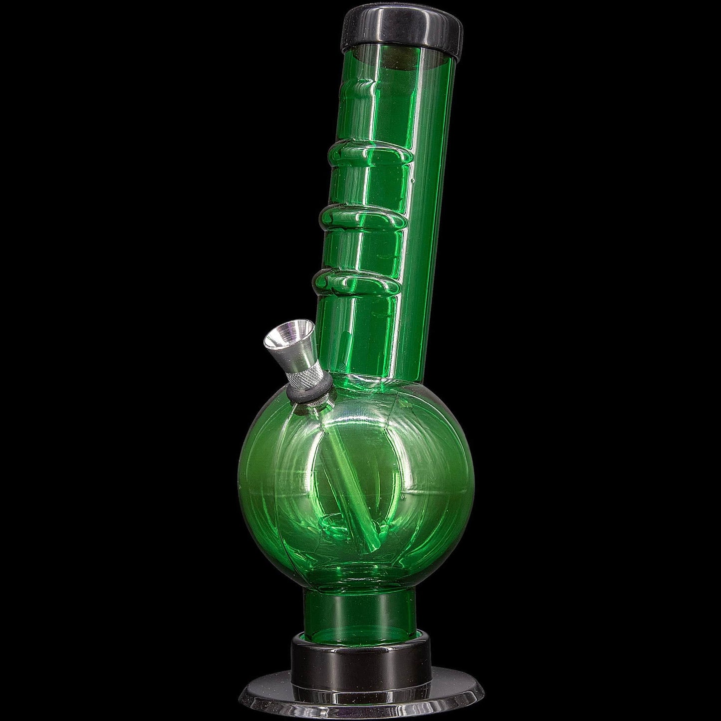 JM Enterprises Bong Green / 9 Inch Acrylic Angled Neck Straight Tube Bubble Bong