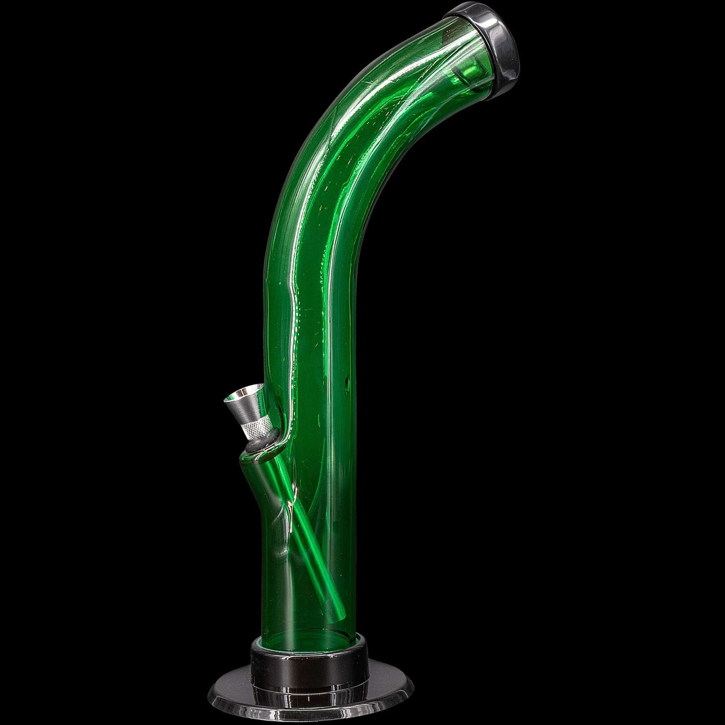 JM Enterprises Bong Green 10'' Acrylic Curved Tube Bong