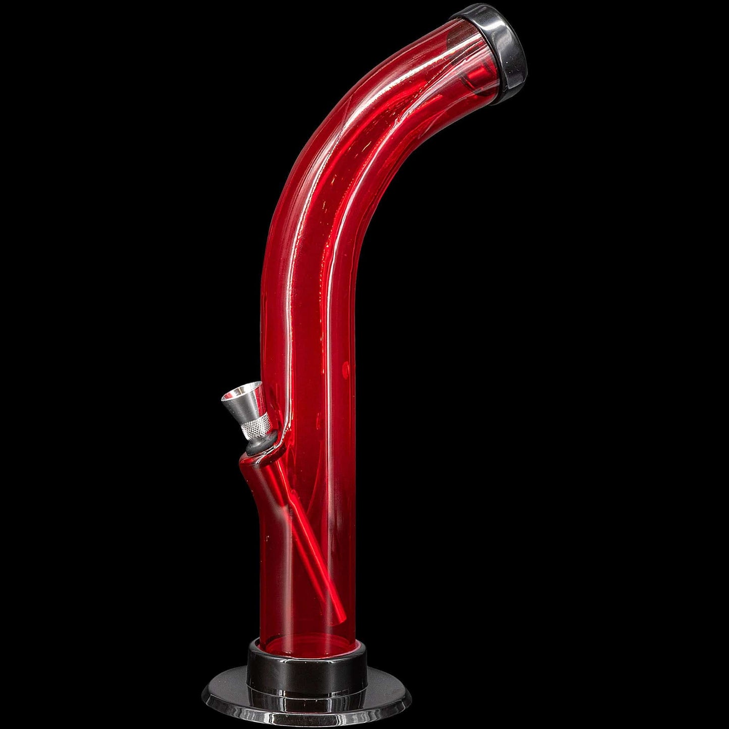 JM Enterprises Bong Red 10'' Acrylic Curved Tube Bong