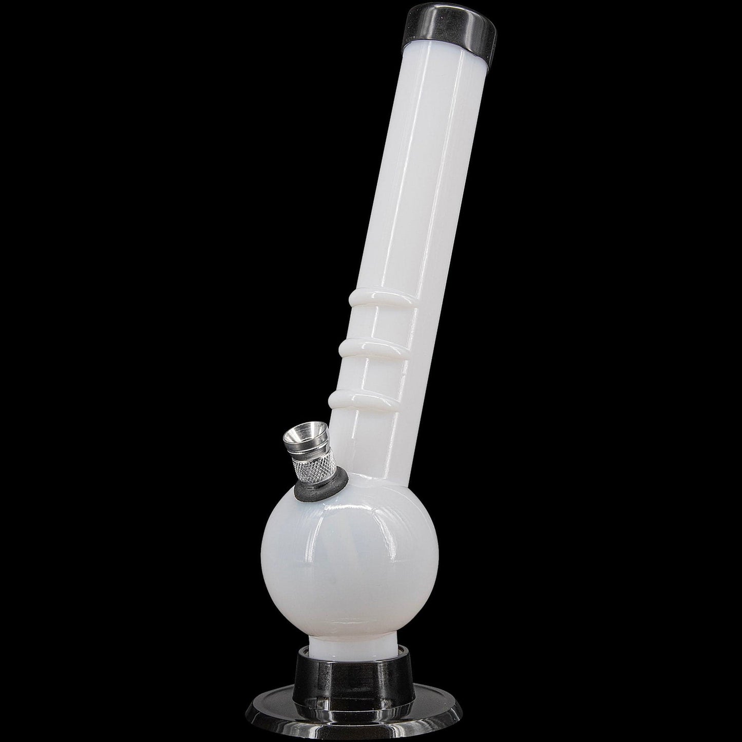 JM Enterprises Bongs White 8" Acrylic Angled Neck Bubble Bong