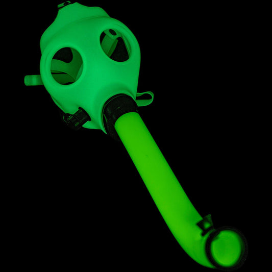 JM Enterprises Bong Acrylic Glow In The Dark Curved Steamroller Tube Gas Mask