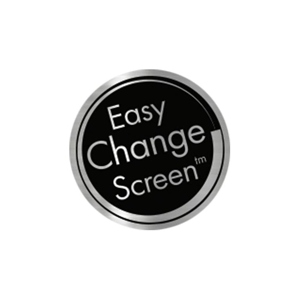 Centered circular black badge on white background with silver rim reading "Easy Change Screen" and the text "Ryot 4Pc Jar Body Grinders" integrated for product context.