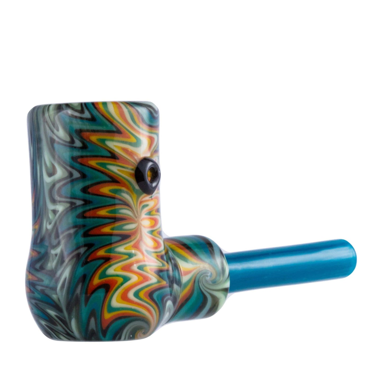 Crush Hand Pipe Blue Eye Candy Corn Cob Glass Hand Pipe 4.5"