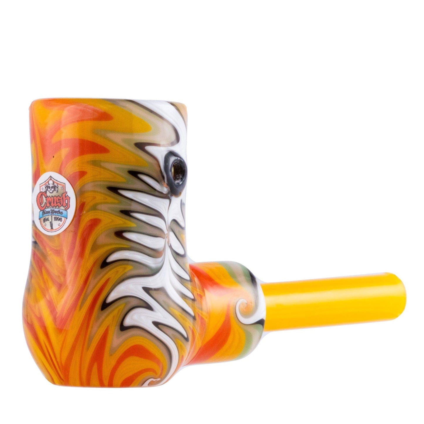 Crush Hand Pipe Yellow Eye Candy Corn Cob Glass Hand Pipe 4.5"