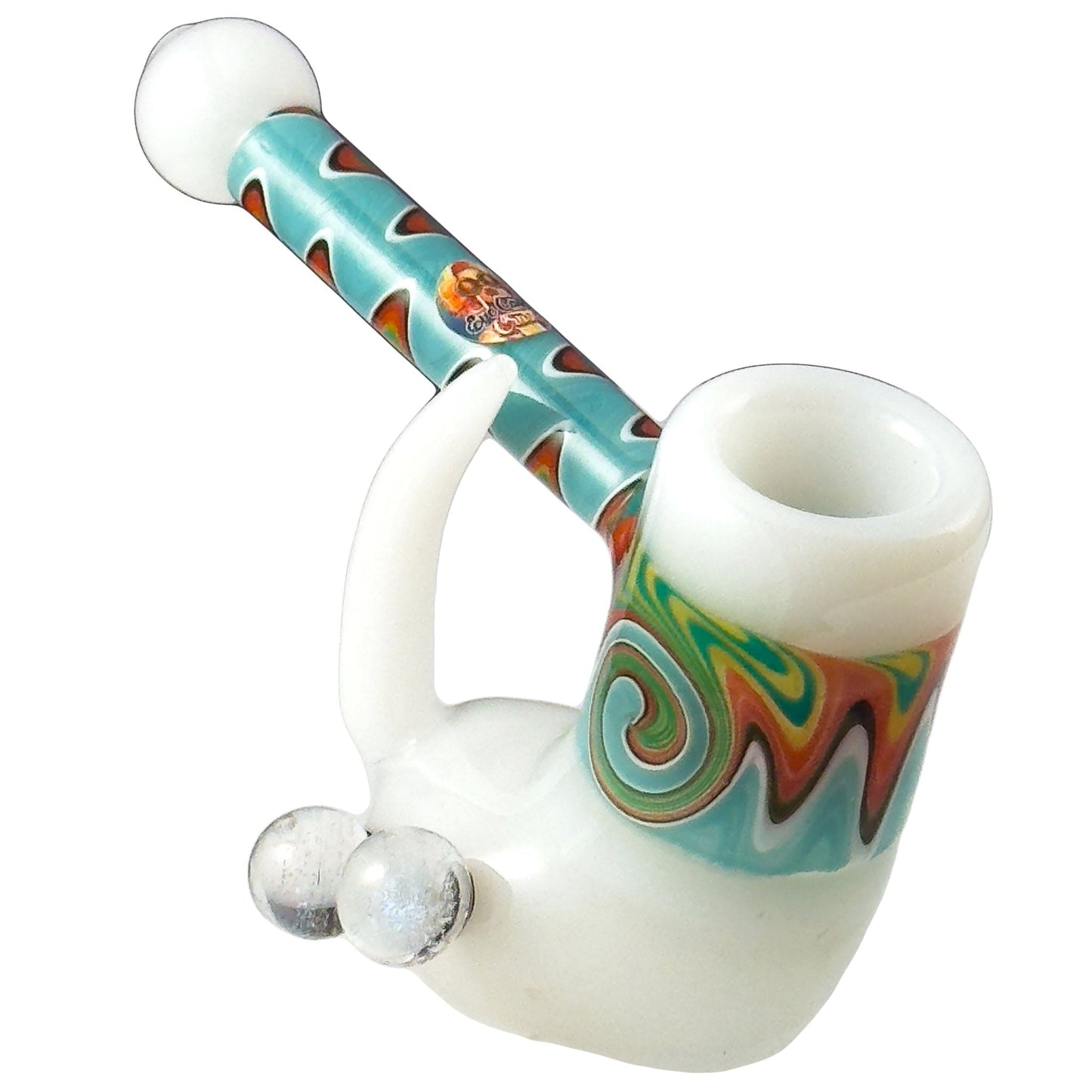 Crush Hand Pipe White Fang Bub Pipe w/Dual Galaxy Marbles