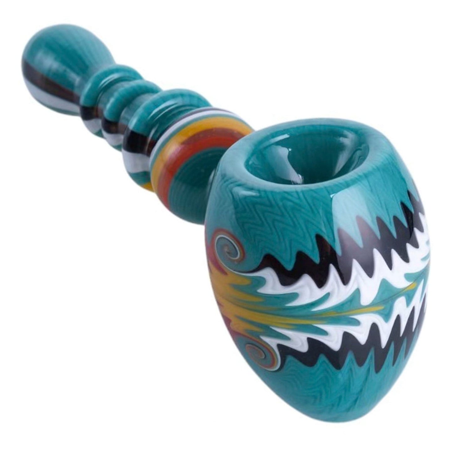 Crush Hand Pipe Teal Tomahawk Eye Candy Bubblers