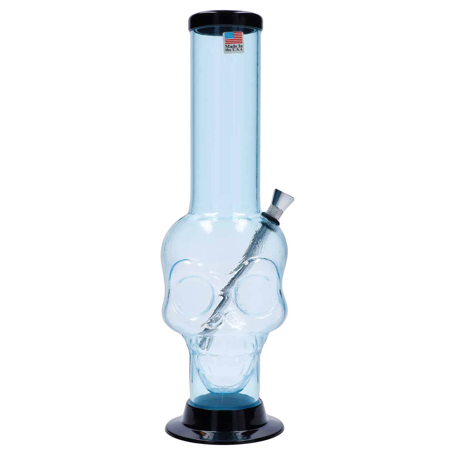 JM Plastics Large Skull Base with Carb Hole Acrylic Water Pipe - 12 in.