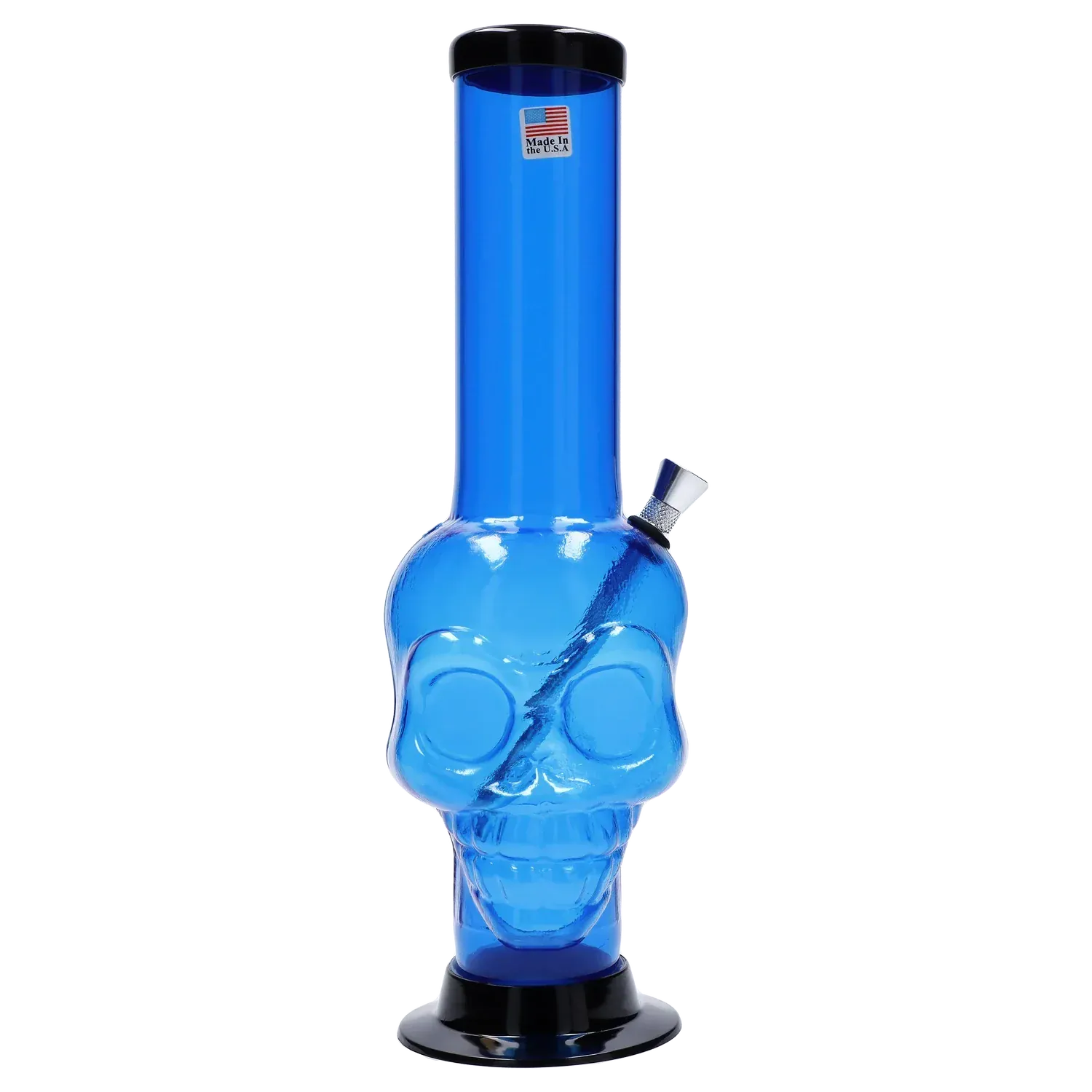 JM Plastics Large Skull Base with Carb Hole Acrylic Water Pipe - 12 in.
