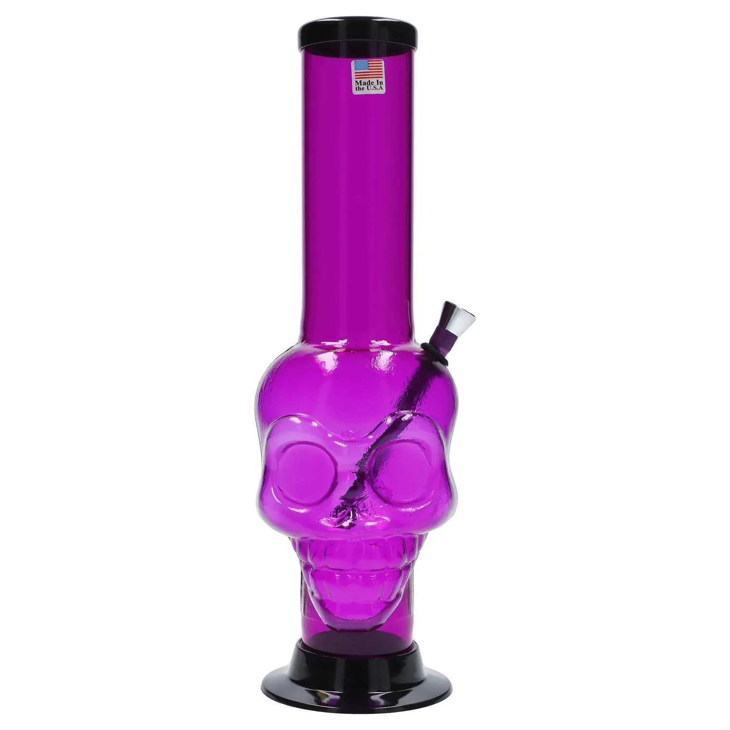 JM Plastics Large Skull Base with Carb Hole Acrylic Water Pipe - 12 in.