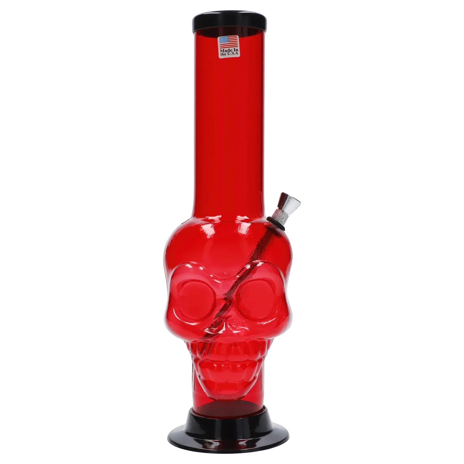JM Plastics Large Skull Base with Carb Hole Acrylic Water Pipe - 12 in.