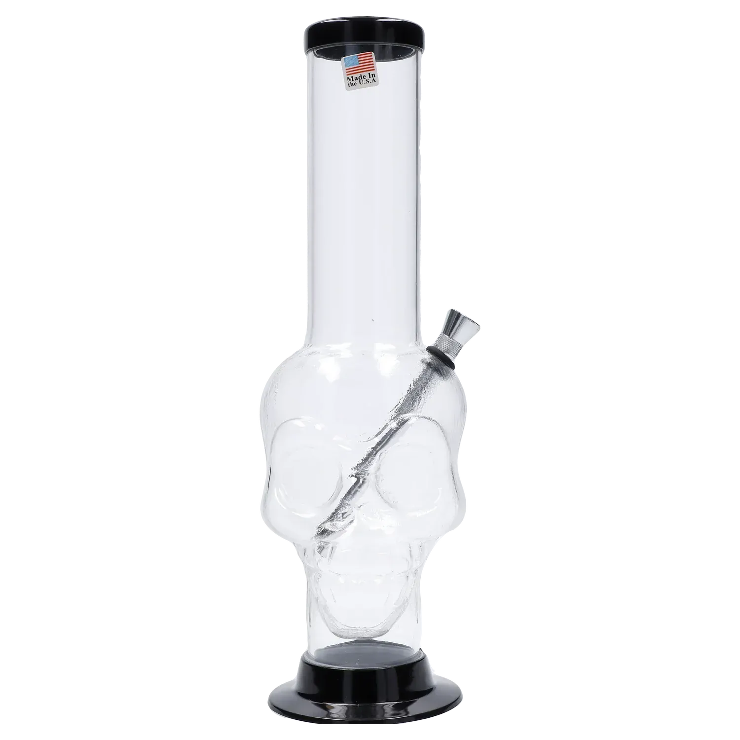 JM Plastics Large Skull Base with Carb Hole Acrylic Water Pipe - 12 in.