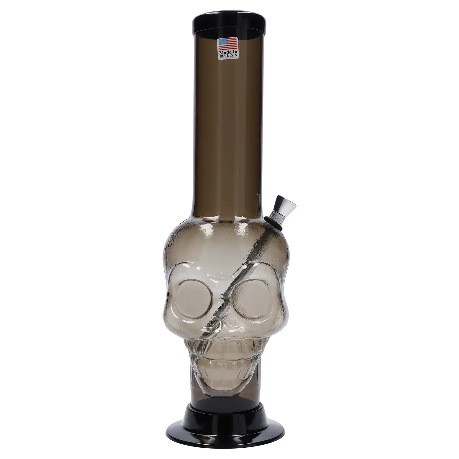 JM Plastics Large Skull Base with Carb Hole Acrylic Water Pipe - 12 in.