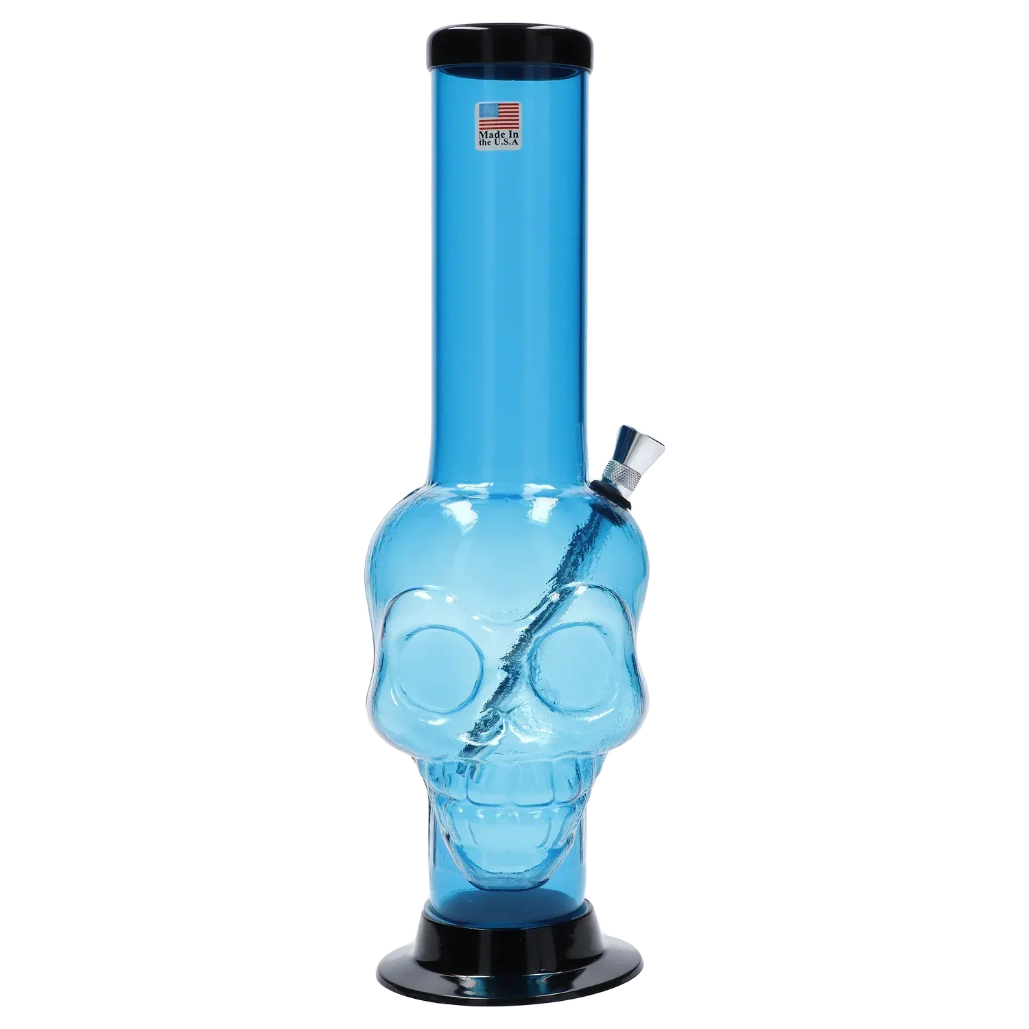 JM Plastics Large Skull Base with Carb Hole Acrylic Water Pipe - 12 in.