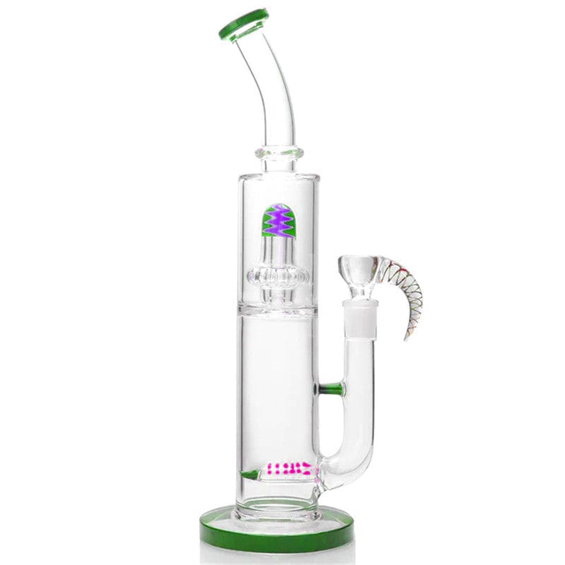 Calibear Water Pipe Green Wigwag Glass Water Pipe Glass Bong with Kingstem Perc