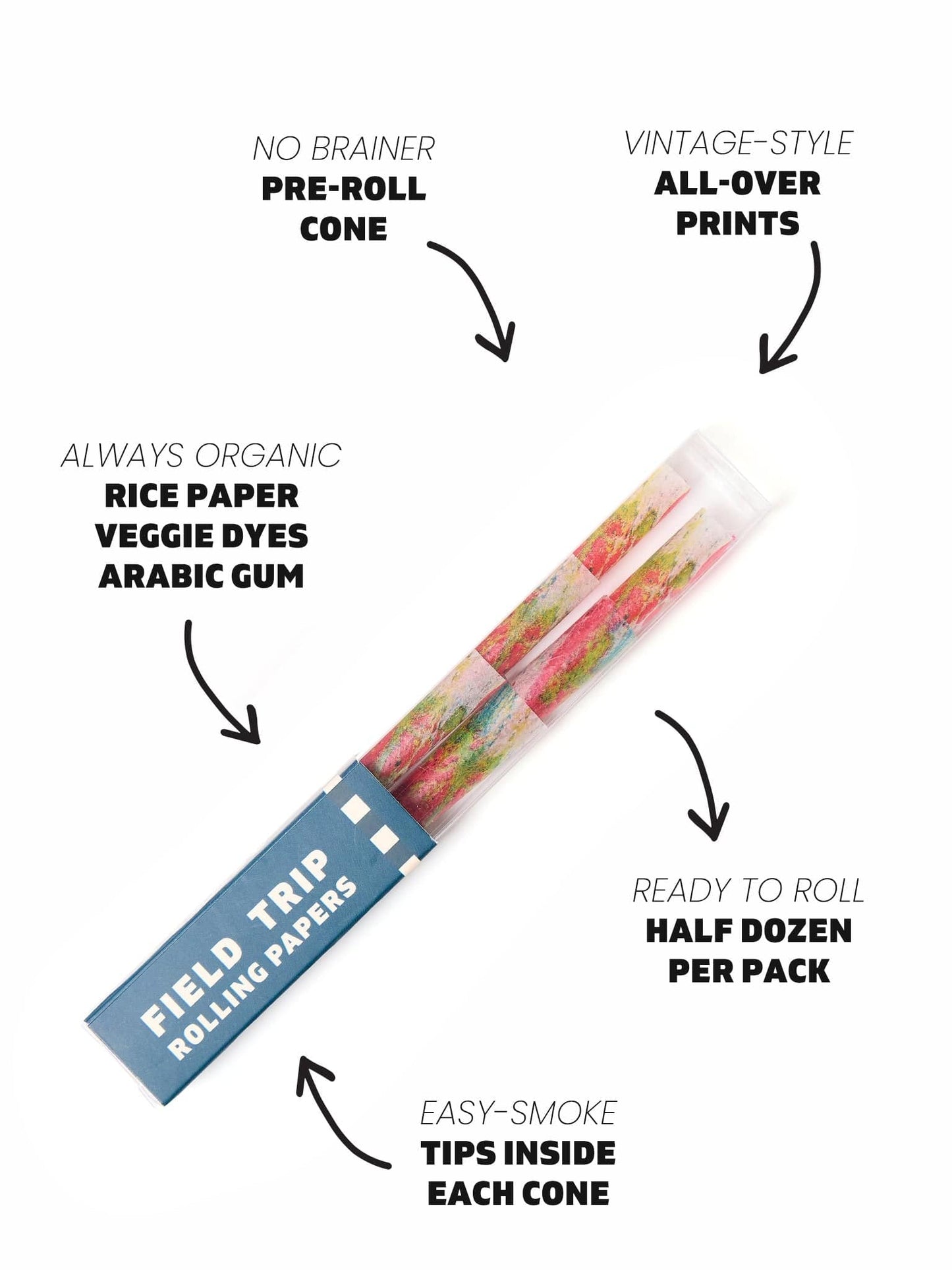 Field Trip Rolling Papers Psychedelic Pre-Roll Cones
