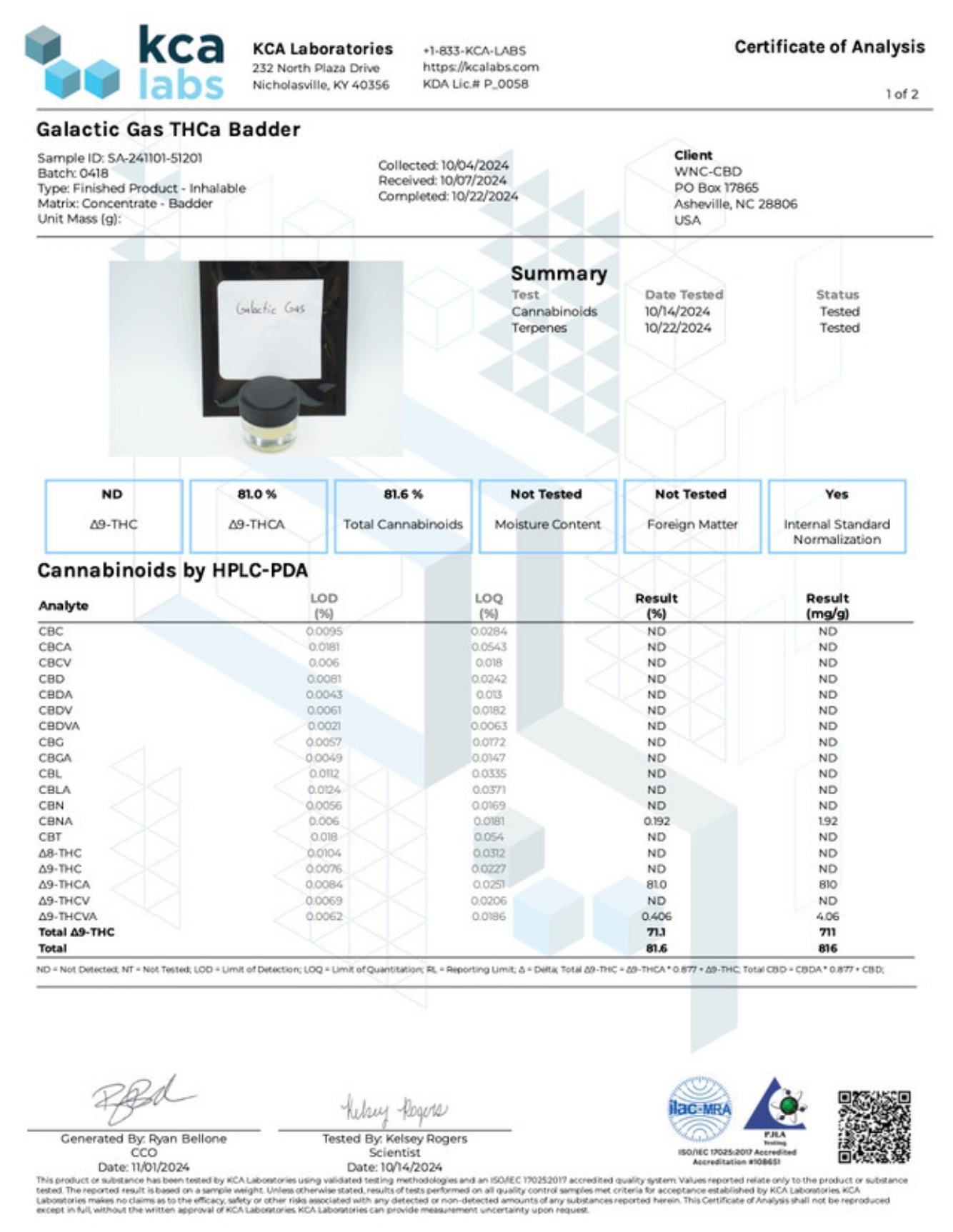 WNC CBD THCA Badder - 3.5g