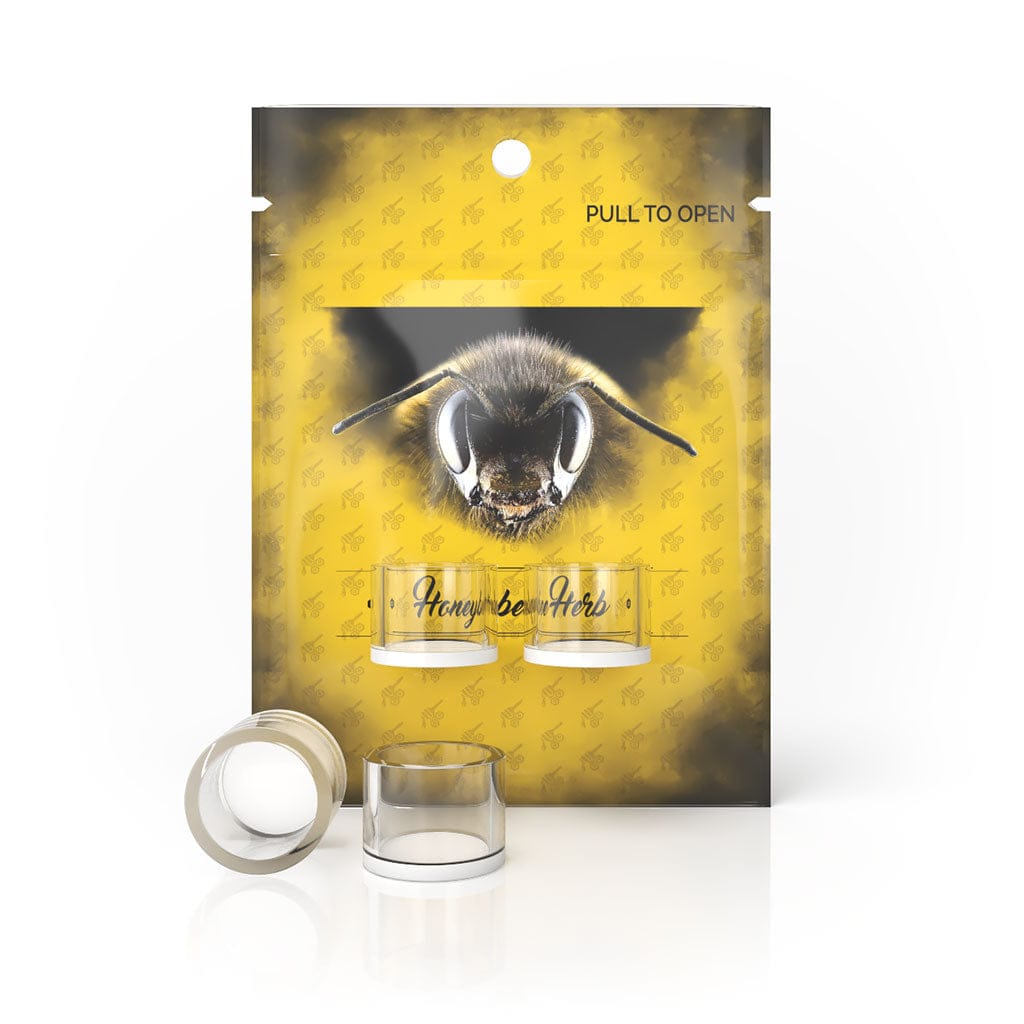 Front view of the Honey & Milk Cups packaging with a close-up bee illustration and two clear cups displayed below.