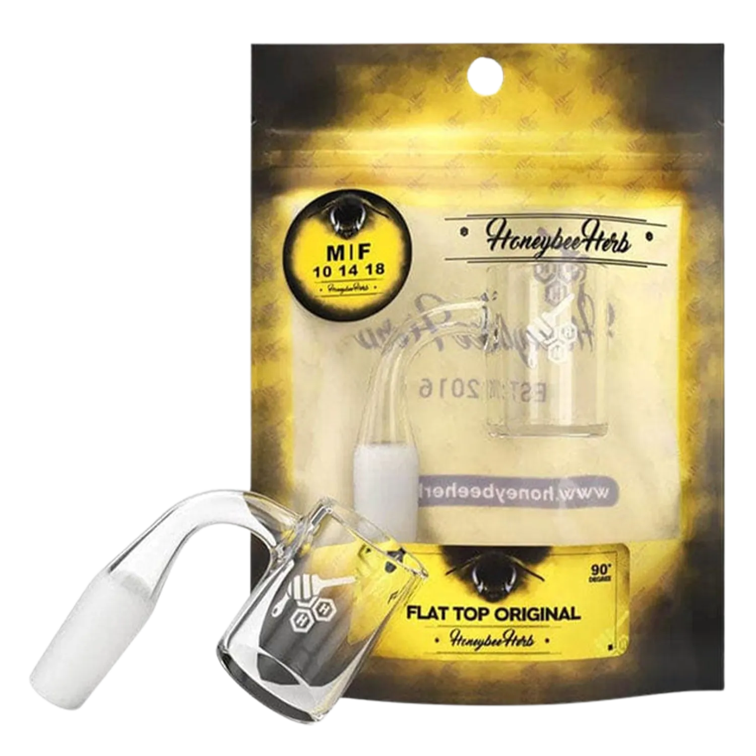 Honeybee Herb Flat Top Original Quartz Banger - 90° | Yellow Line