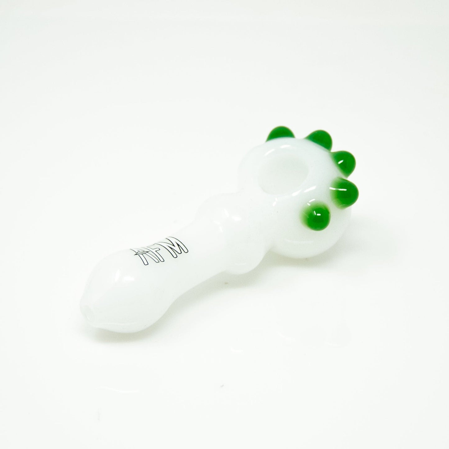 AFM Smoke Hand Pipe Ivory 4" AFM Spikey Color Glass Hand Pipe