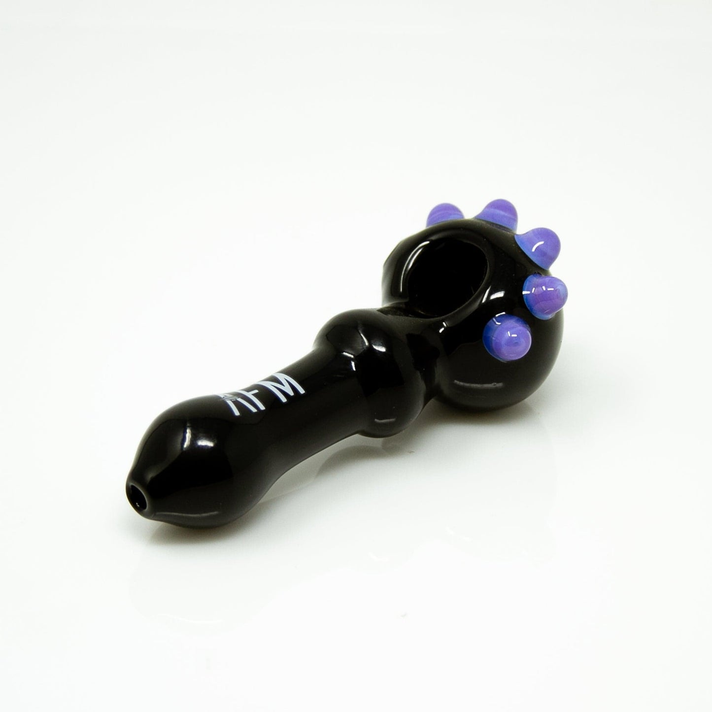 AFM Smoke Hand Pipe Black 4" AFM Spikey Color Glass Hand Pipe