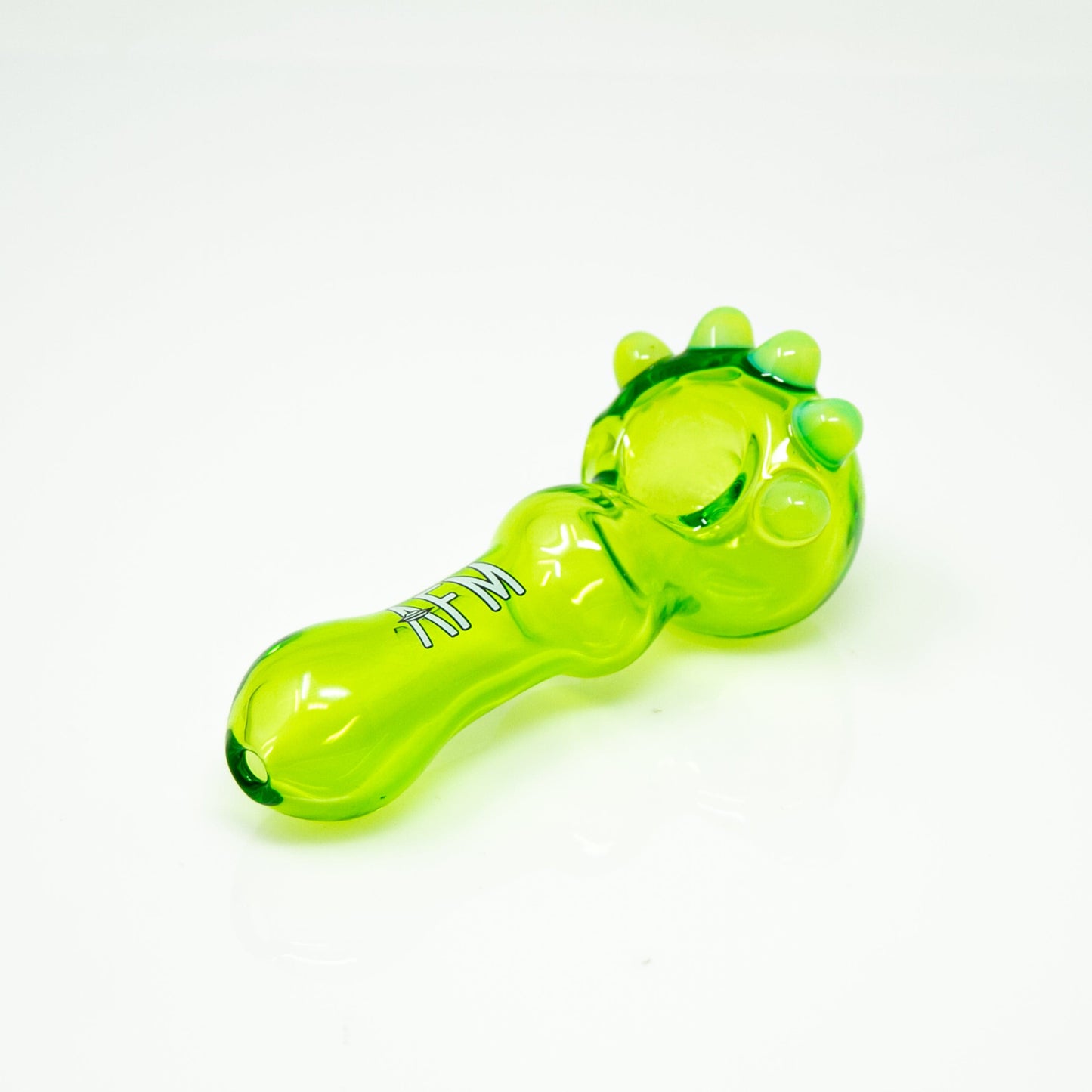 AFM Smoke Hand Pipe Lime 4" AFM Spikey Color Glass Hand Pipe