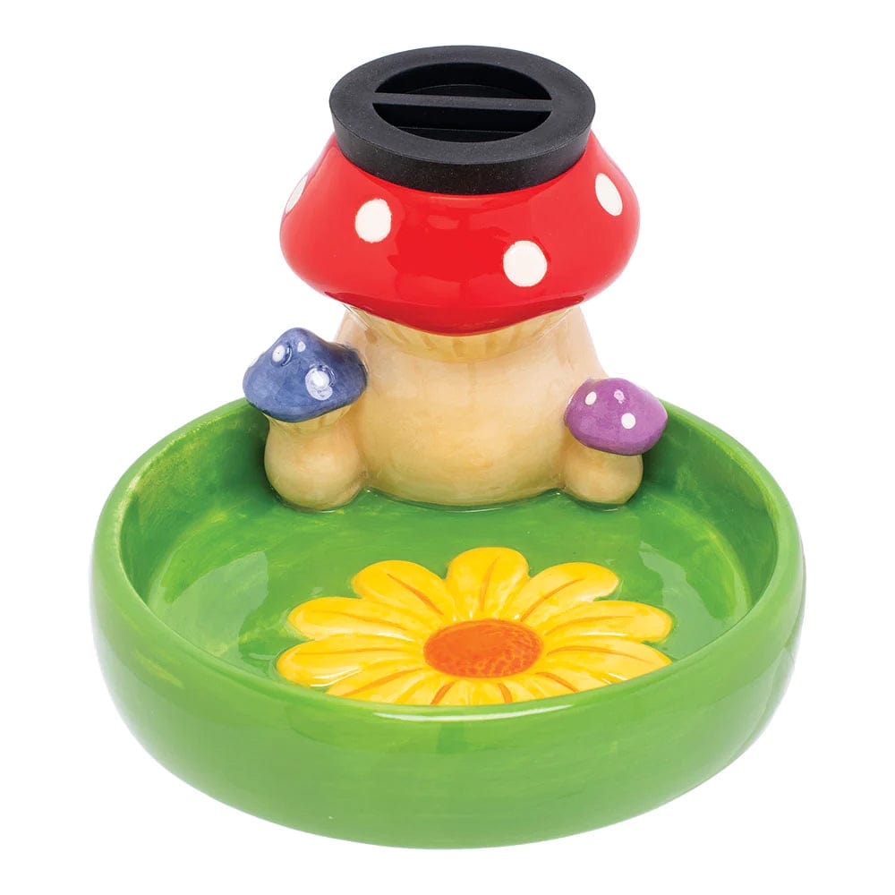 Fujima Ashtray Mushroom an Flowers Ceramic 2-in-1 Airtight StashTray