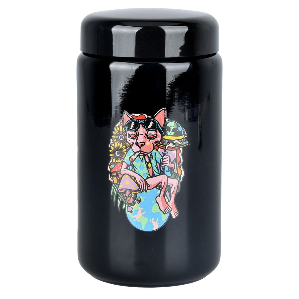 Pulsar Stash Jar Extra Large | 1 Ounce 420 Jars UV Screw Top | Chill Cat