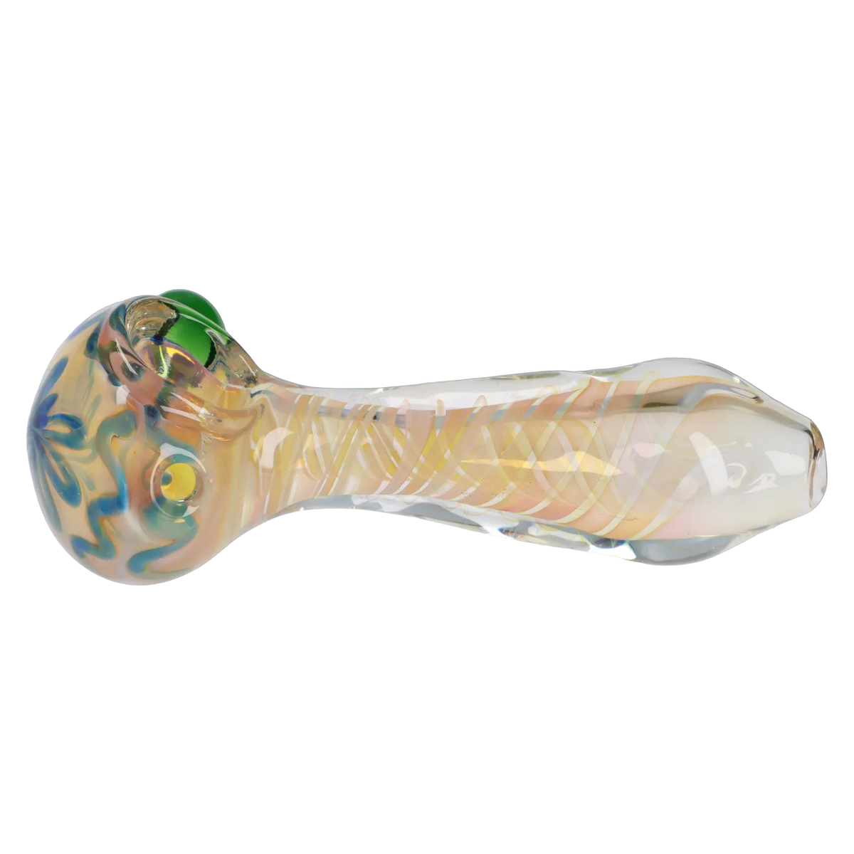 Gold Fume Twisty Spoon Pipe - 5 in.