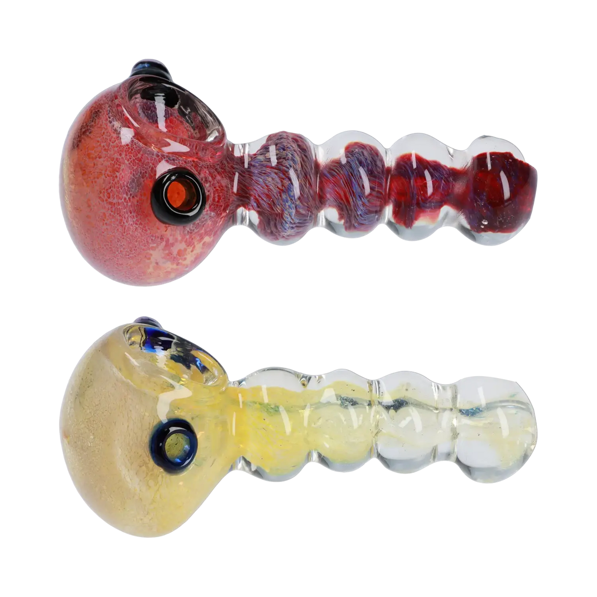 Frit Head with Marbles Spoon Pipe - 5 in.