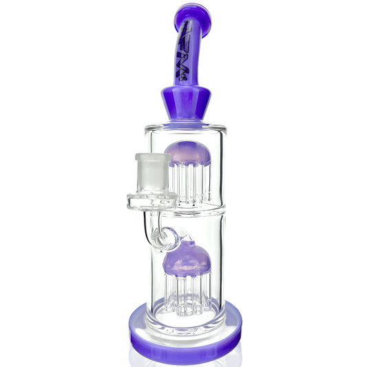 AFM Smoke Dab Rig Purple 11" AFM Glass Double Tower Tree Colored Glass Dab Rig