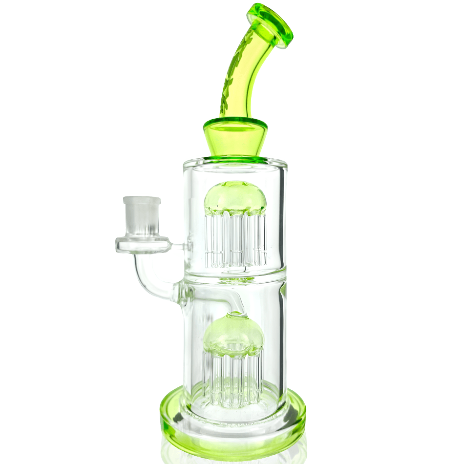 AFM Smoke Dab Rig 11" AFM Glass Double Tower Tree Colored Glass Dab Rig