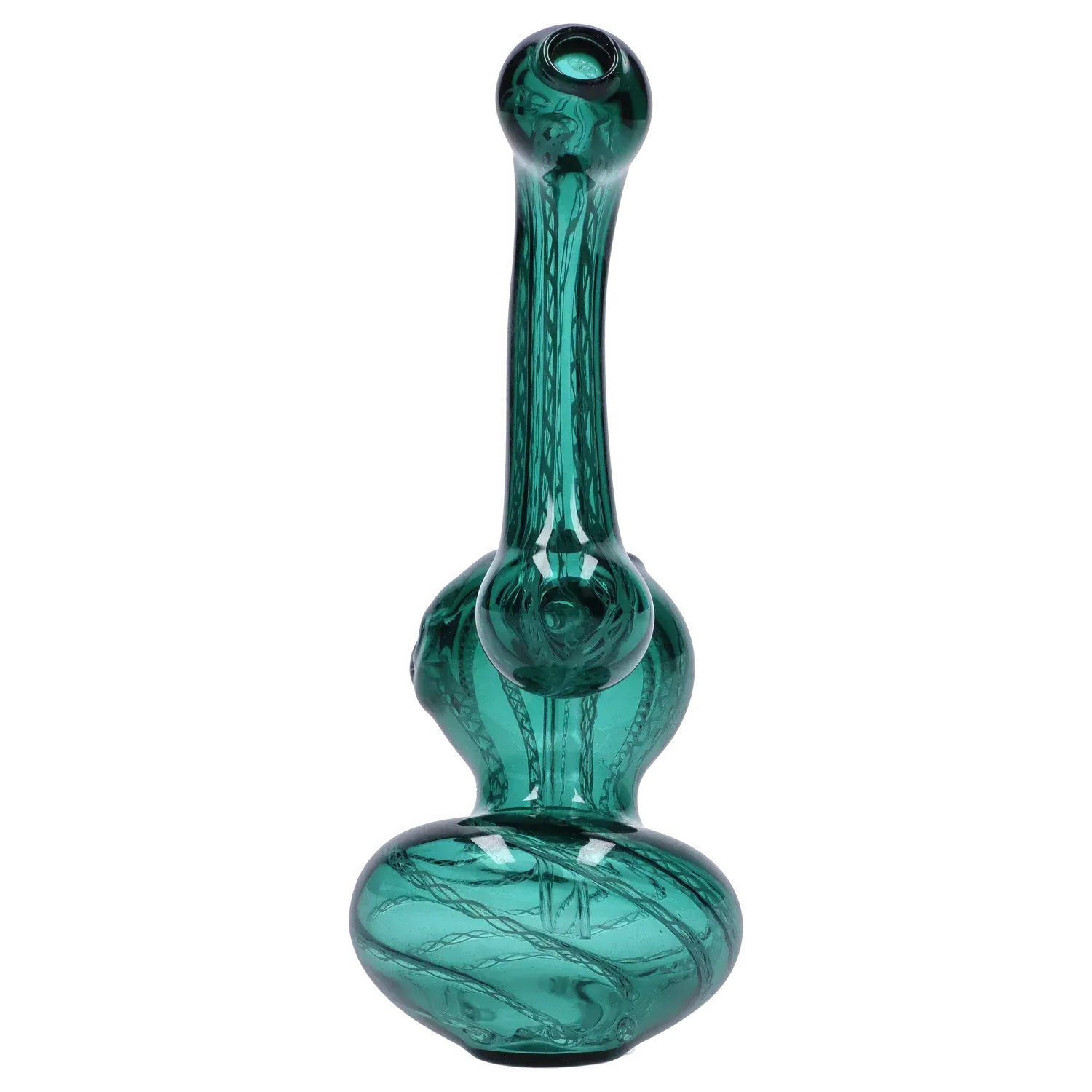 Vertical studio shot of the Mini Bubbler with Colored Tube showing its brown-tinted glass bulb and long neck against a white background